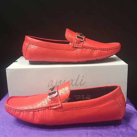 MEN'S AMALI RED TEXTURED SMOOTH DRIVING MOCCASIN. - Picture 4 of 7
